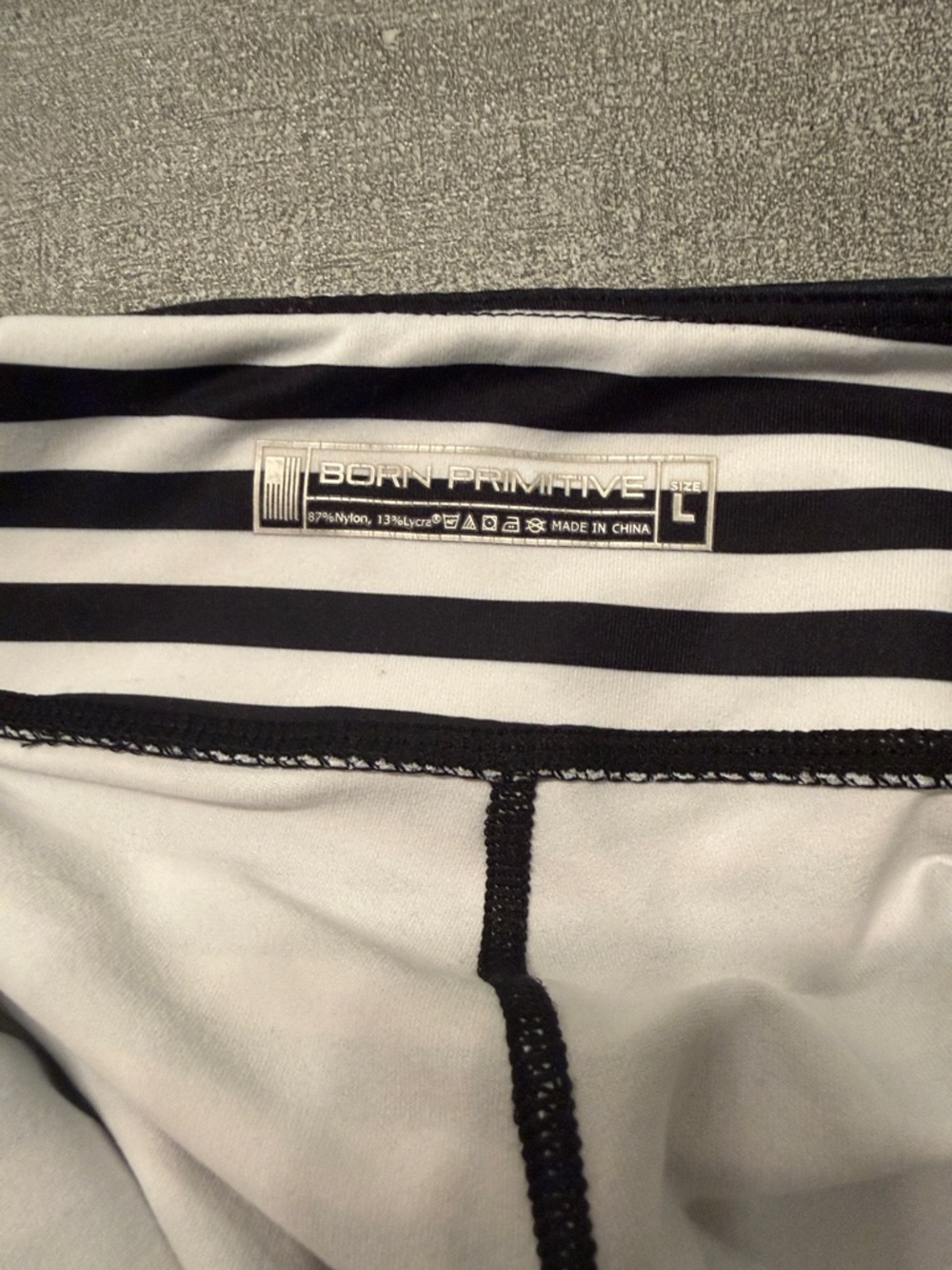 Born Primitive Black & White Striped Women’s Athletic Shorts - Picture 3 of 3